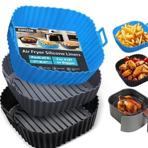 Blue and Gray Air Fryer Silicone Liners